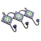 Navy Blue Lime Green Floral Tiles Hooks